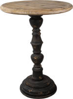 Clayre & Eef Bijzettafel Ø 57*75 Cm Bruin Hout, Ijzer Rond Side Table Tafeltje Bruin Side Table Tafeltje