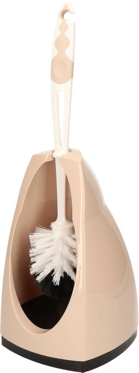 Shoppartners Wc-borstel/toiletborstel Met Houder Beige/zwart 41.5 Cm Van Kunststof - Toiletborstels