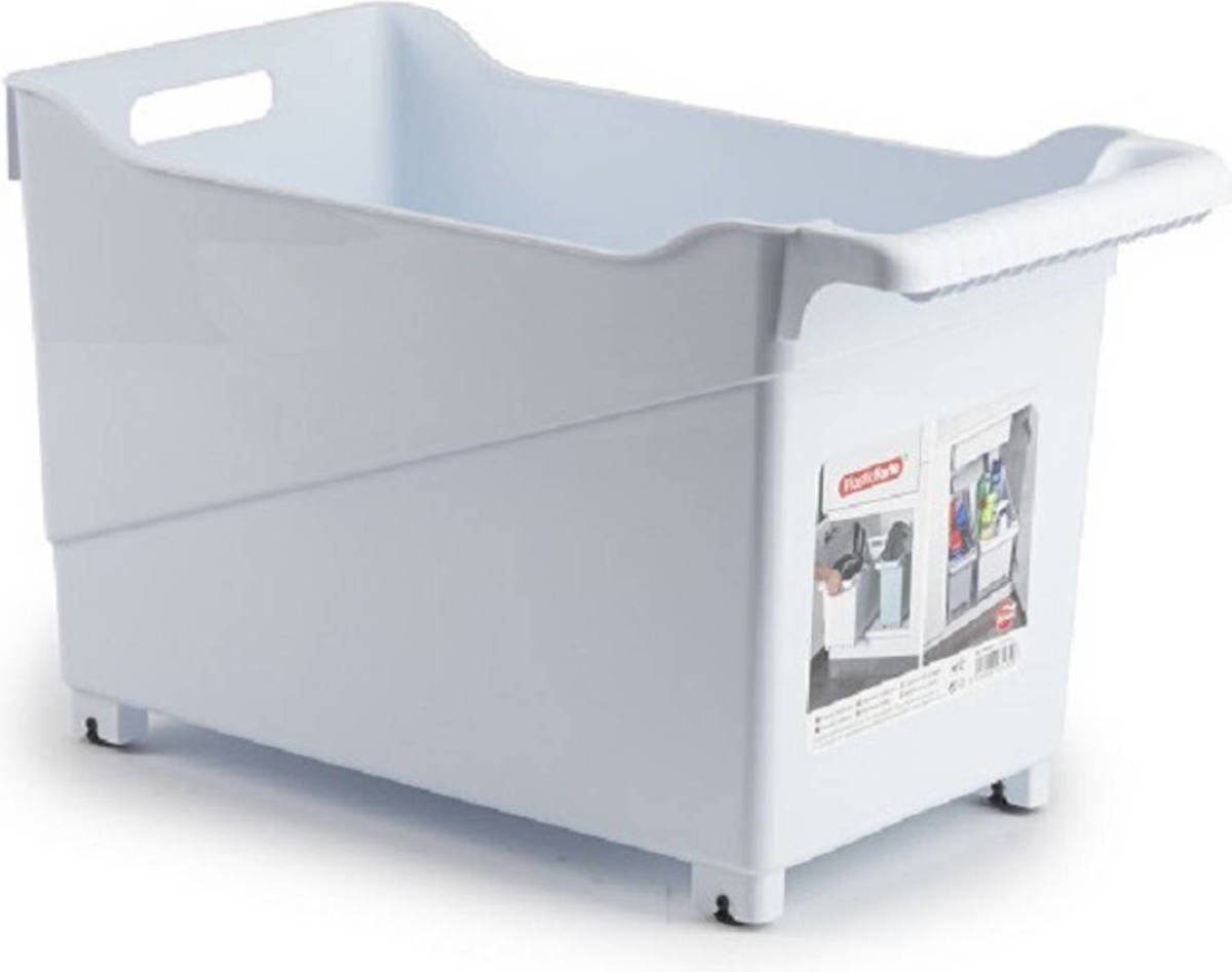 Forte Plastics Kunststof Trolley Wit Op Wieltjes L45 X B24 X H27 Cm - Opberg Trolley