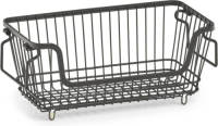 Shoppartners 1x Zwarte Opberg/opruim Mandjes Stapelbaar 32 Cm - Opbergmanden