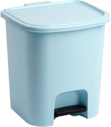 Forte Plastics Kunststof Afvalemmers/vuilnisemmers Lichtblauw 7.5 Liter Met Pedaal - Prullenbakken