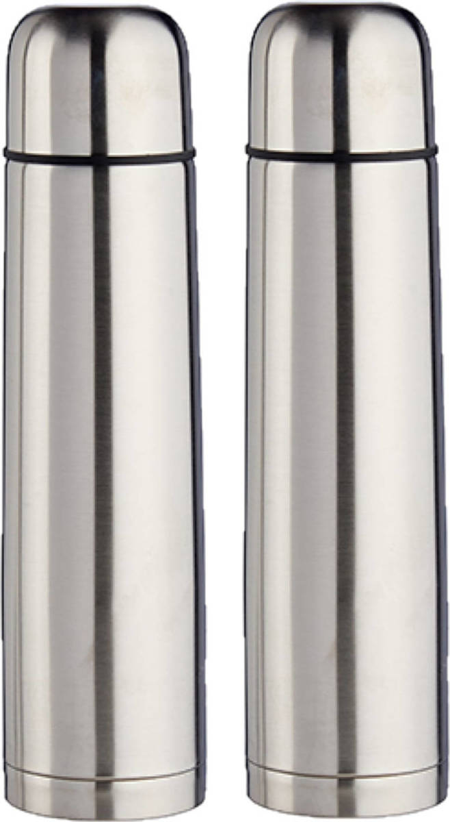 Shoppartners 2x Stuks Rvs Thermosflessen/isoleerflessen 1 Liter - Thermosflessen