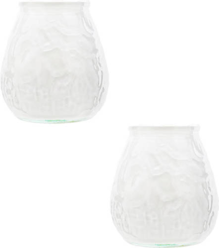 Cosy and Trendy 2x Witte Tafelkaarsen In Glazen Houders 10 Cm Brandduur 40 Uur - Waxinelichtjes