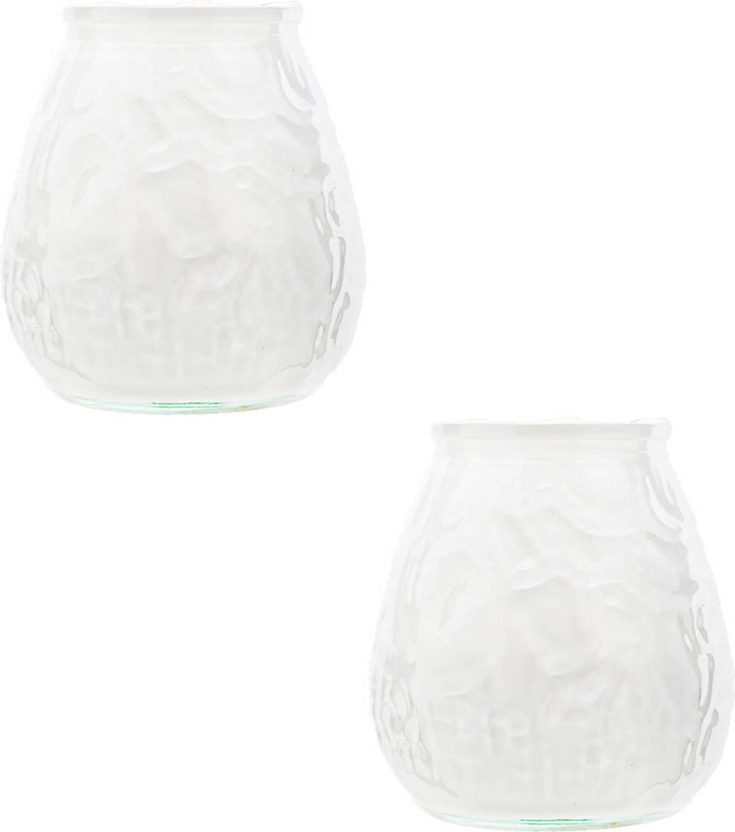 Cosy and Trendy 2x Witte Tafelkaarsen In Glazen Houders 10 Cm Brandduur 40 Uur - Waxinelichtjes