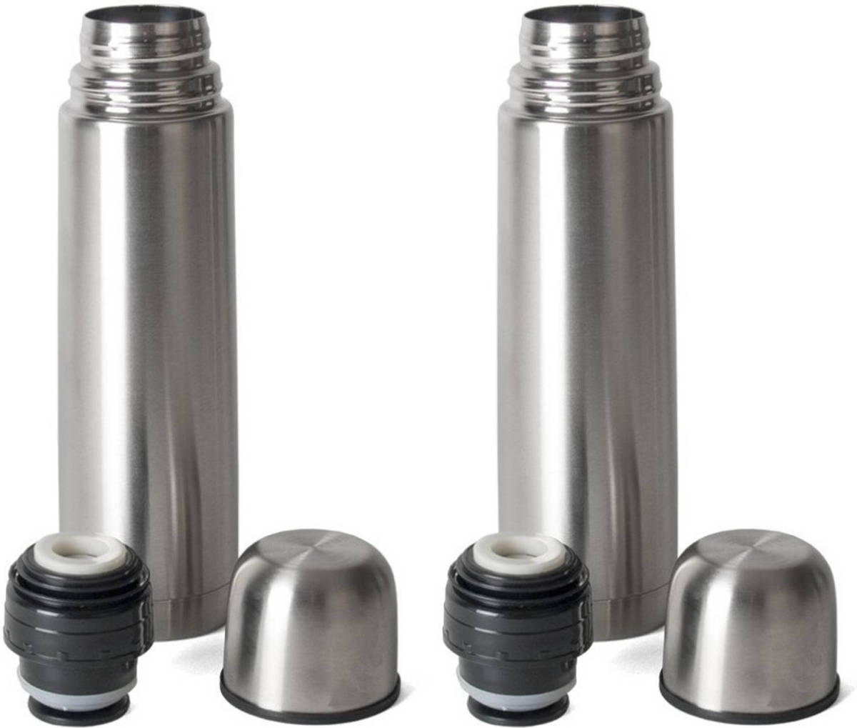 Shoppartners Set Van 2x Stuks Thermosfles / Isoleerfles Rvs Voor Onderweg 750 Ml - Thermosflessen