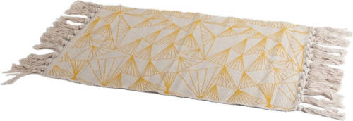 Dobeno Badkamerkleedje Rechthoekig 45 X 70 Cm Naturel Met Gele Geometrische Print - Badmatjes