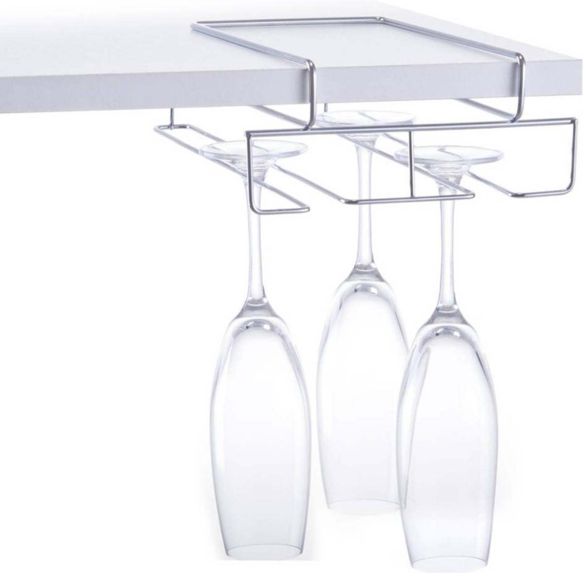 Shoppartners 1x Zilver Chroom Wijnglasrekken Hangend Voor 4 Glazen 28 Cm - Wijnrekken