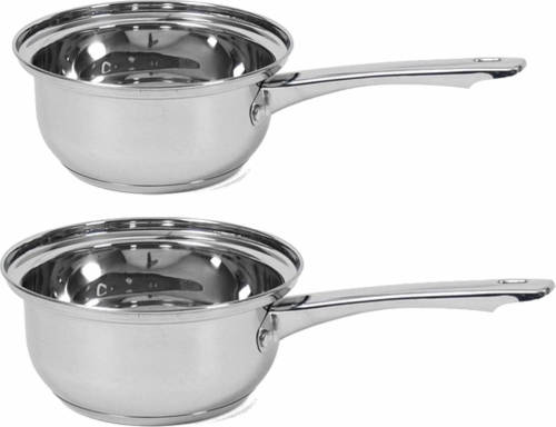 Shoppartners Set Van 2x Rvs Steelpannen/sauspannen Manhattan 16 En 18 Cm - Steelpannen