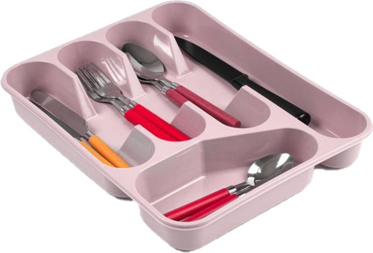 Forte Plastics Bestekbak/bestekhouders 5-vaks Roze L27 X B34 X H5 Cm - Bestekbakken