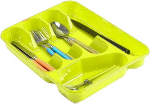 Forte Plastics Bestekbak/bestekhouders 5-vaks Lime Groen L27 X B34 X H5 Cm - Bestekbakken
