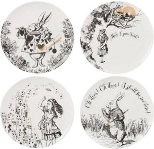 Enjoy2Cook Ontbijtbord, Set Van 4 Stuks, Porselein, 20.5 Cm - V&a Alice In Wonderland