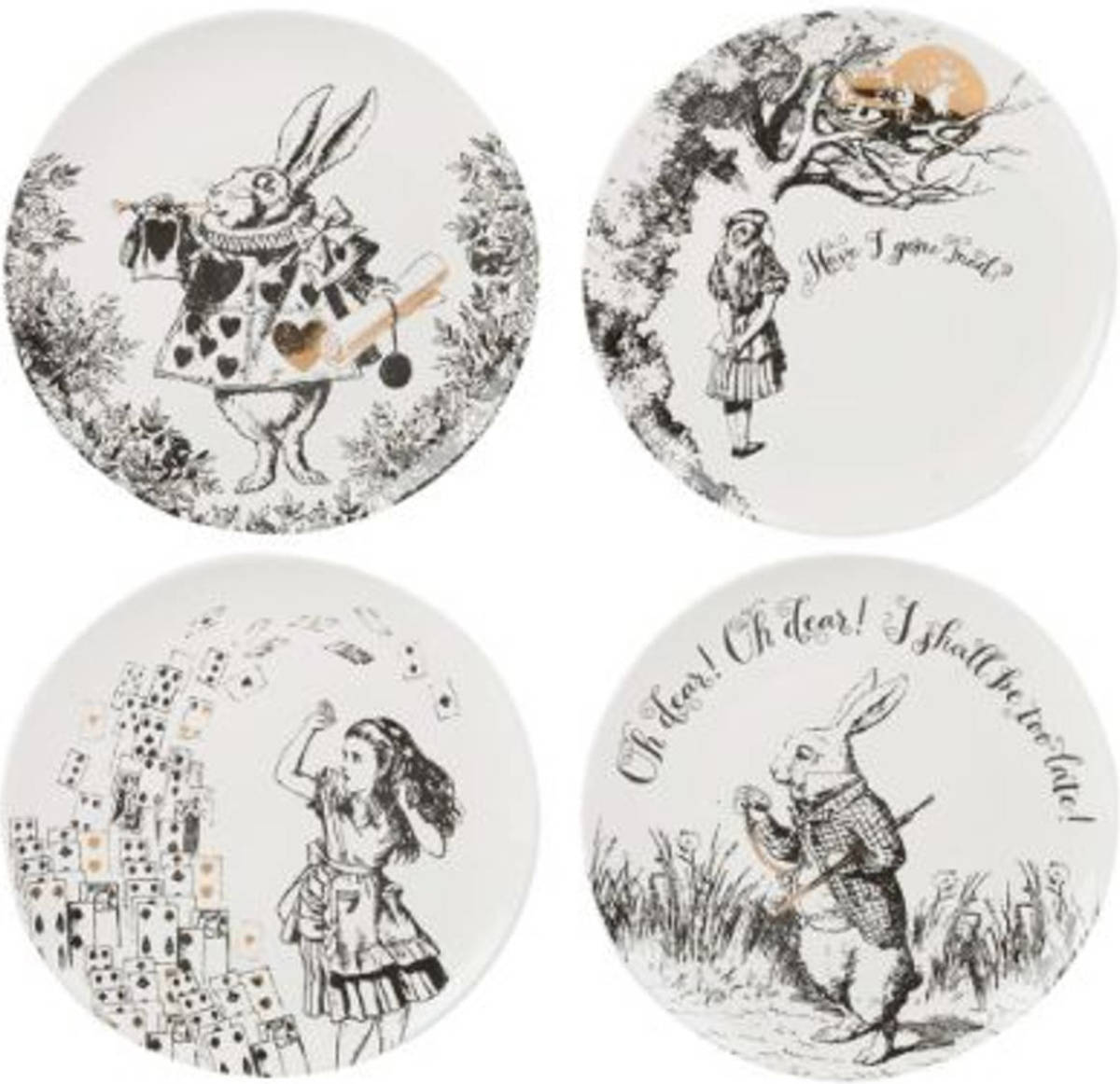 Enjoy2Cook Ontbijtbord, Set Van 4 Stuks, Porselein, 20.5 Cm - V&a Alice In Wonderland
