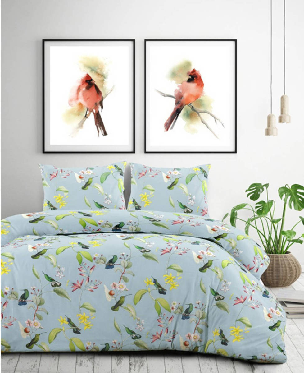 Papillon Dekbedovertrek Burung - Grijs - 1-persoons 140x200/220 Cm