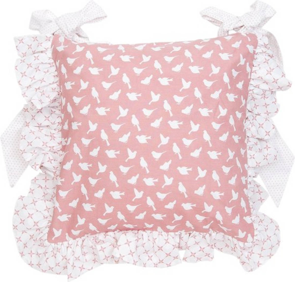 Benza Clayre & Eef Stoelkussenhoes - Katoen - 40 X 40 Cm - Landelijk - Vogels - Birds - Oud Roze