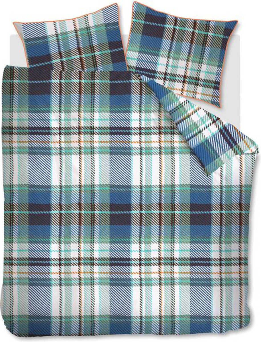 Slaap Vaak Oilily Double Check Dekbedovertrek - 2-persoons (200x200/220 Cm + 2 Slopen) - Katoen Satijn - Blue