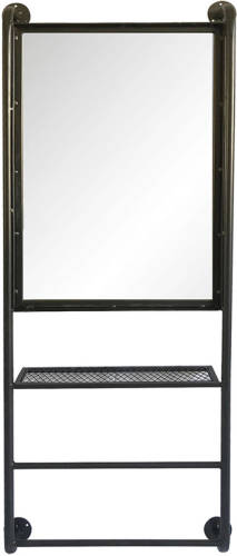 Clayre & Eef Wandspiegel 48*10*124 Cm Zwart Hout / Glas Grote Spiegel