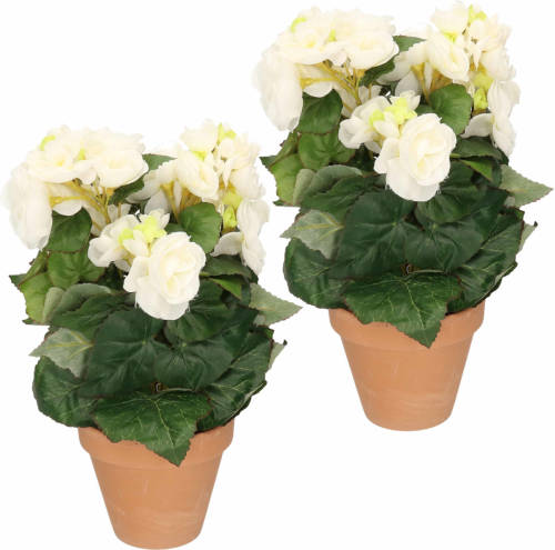Shoppartners 2x Kunstplanten Begonia Wit 30 Cm - Kunstplanten