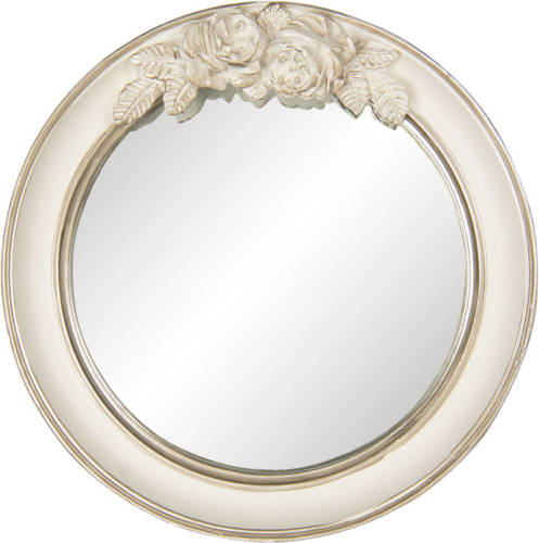 Clayre & Eef Wandspiegel Ø 25*4 Cm Beige Kunststof / Glas Grote