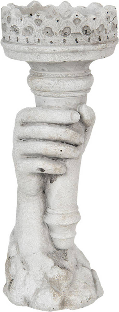 Clayre & Eef Kandelaar 12*10*27 Cm Grijs Steen Kaarsenstandaard