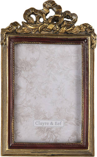 Clayre & Eef Fotolijst 6*9 Cm Goudkleurig Kunststof Rechthoek Fotokader Wissellijst Foto Frame Goudkleurig Fotokader