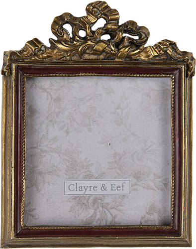 Clayre & Eef Fotolijst 7*7 Cm Goudkleurig Kunststof Rechthoek Fotokader Wissellijst Foto Frame Goudkleurig Fotokader