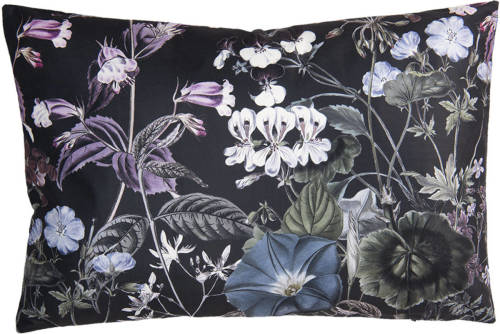 Clayre & Eef Sierkussen 60*40*4 Cm Meerkleurig Synthetisch Rechthoek Bloemen Kussenhoes Met Kussenvulling Paars