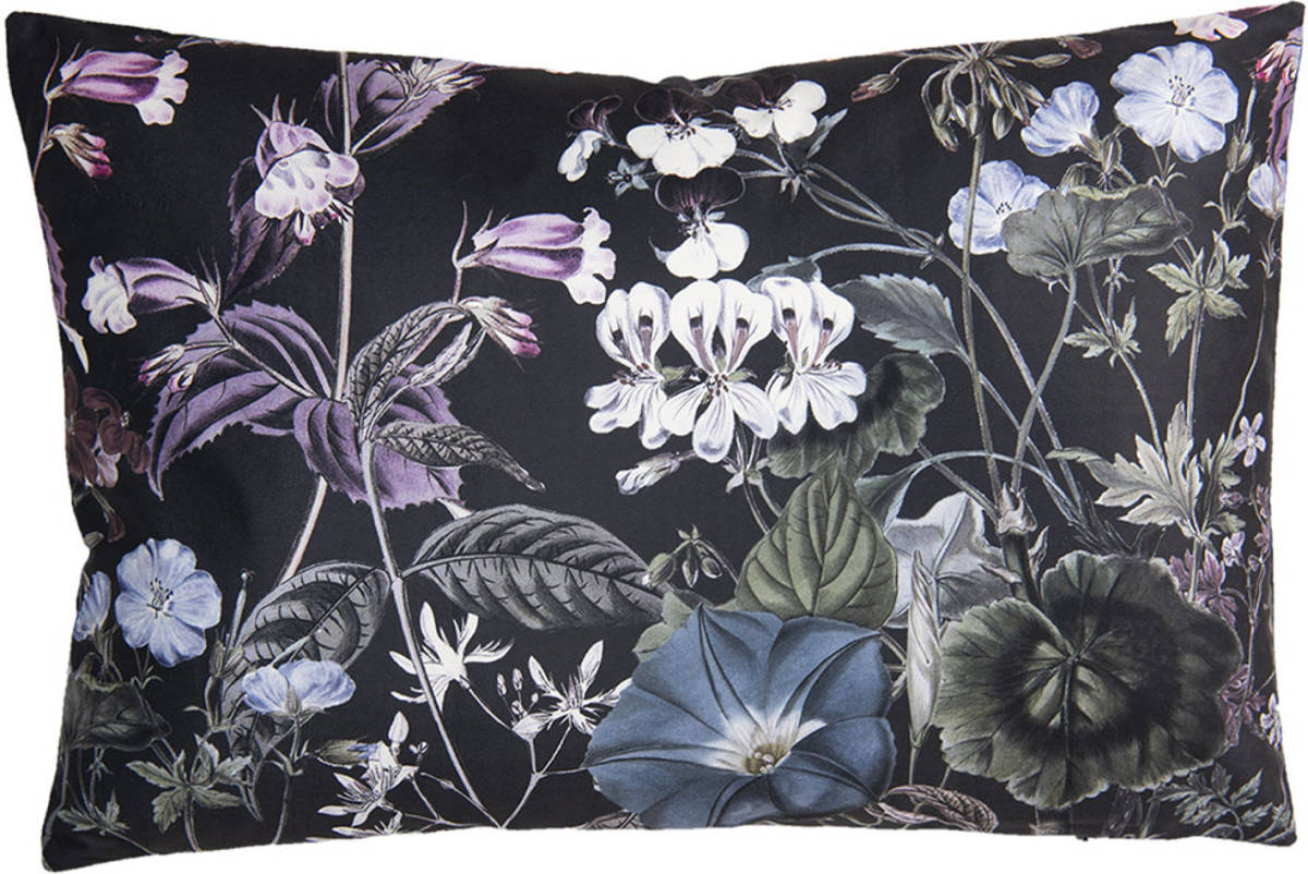 Clayre & Eef Sierkussen 60*40*4 Cm Meerkleurig Synthetisch Rechthoek Bloemen Kussenhoes Met Kussenvulling Paars