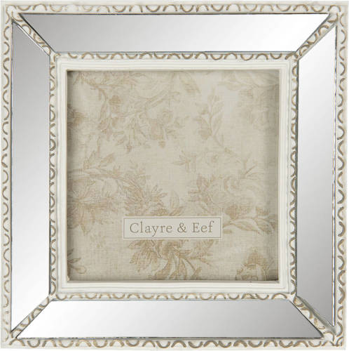 Clayre & Eef Fotolijst 15*2*15 Cm / 10*10 Cm Wit Kunststof / Glas