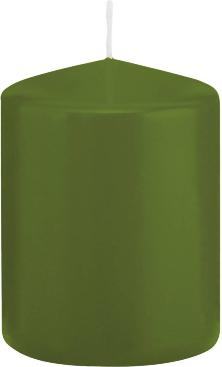 Shoppartners 1x Kaarsen Olijfgroen 6 X 8 Cm 29 Branduren Sfeerkaarsen - Stompkaarsen
