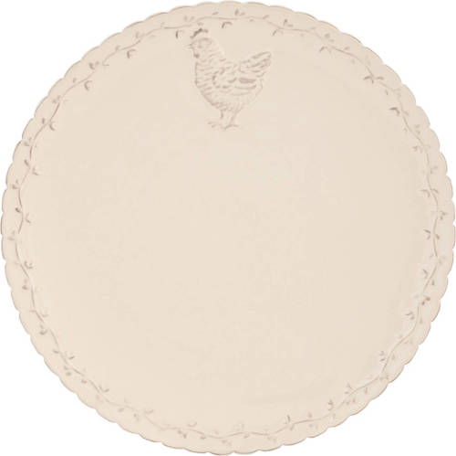 Clayre & Eef Servies Dinerbord Ø 26 Cm Creme Keramiek Eetbord Eetbord