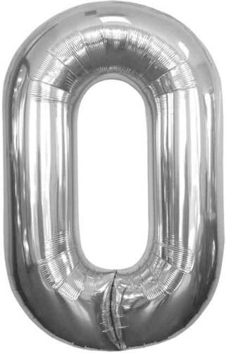 Yourstockshop Cijfer 0 Zilver Helium 86cm