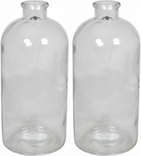 Shoppartners Set Van 2x Stuks Glazen Vaas/vazen 2 Liter Smalle Hals 11 X 20 Cm - Vazen