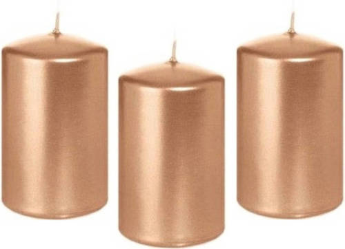 Shoppartners 8x Kaarsen Rosegoud 5 X 8 Cm 18 Branduren Sfeerkaarsen - Stompkaarsen