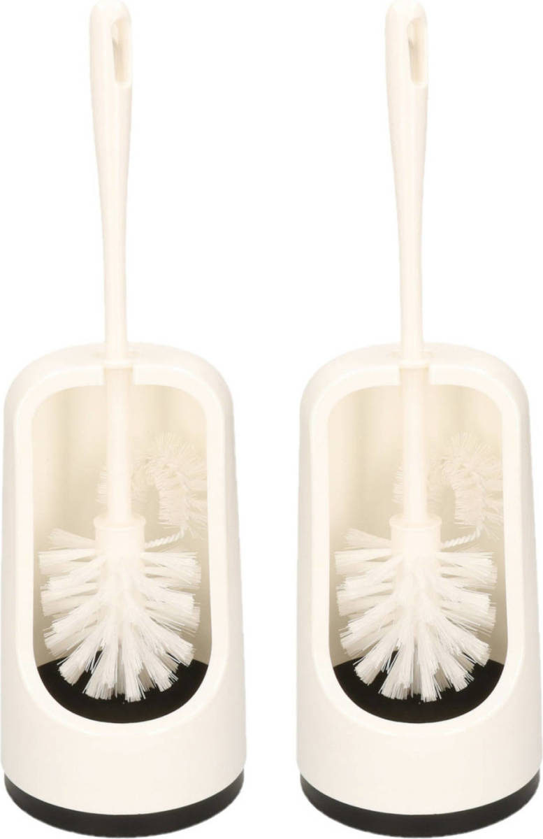Shoppartners 2x Stuks Wc-borstels/toiletborstels Met Randreiniger En Houder Wit 41 Cm Van Kunststof - Toiletborstels