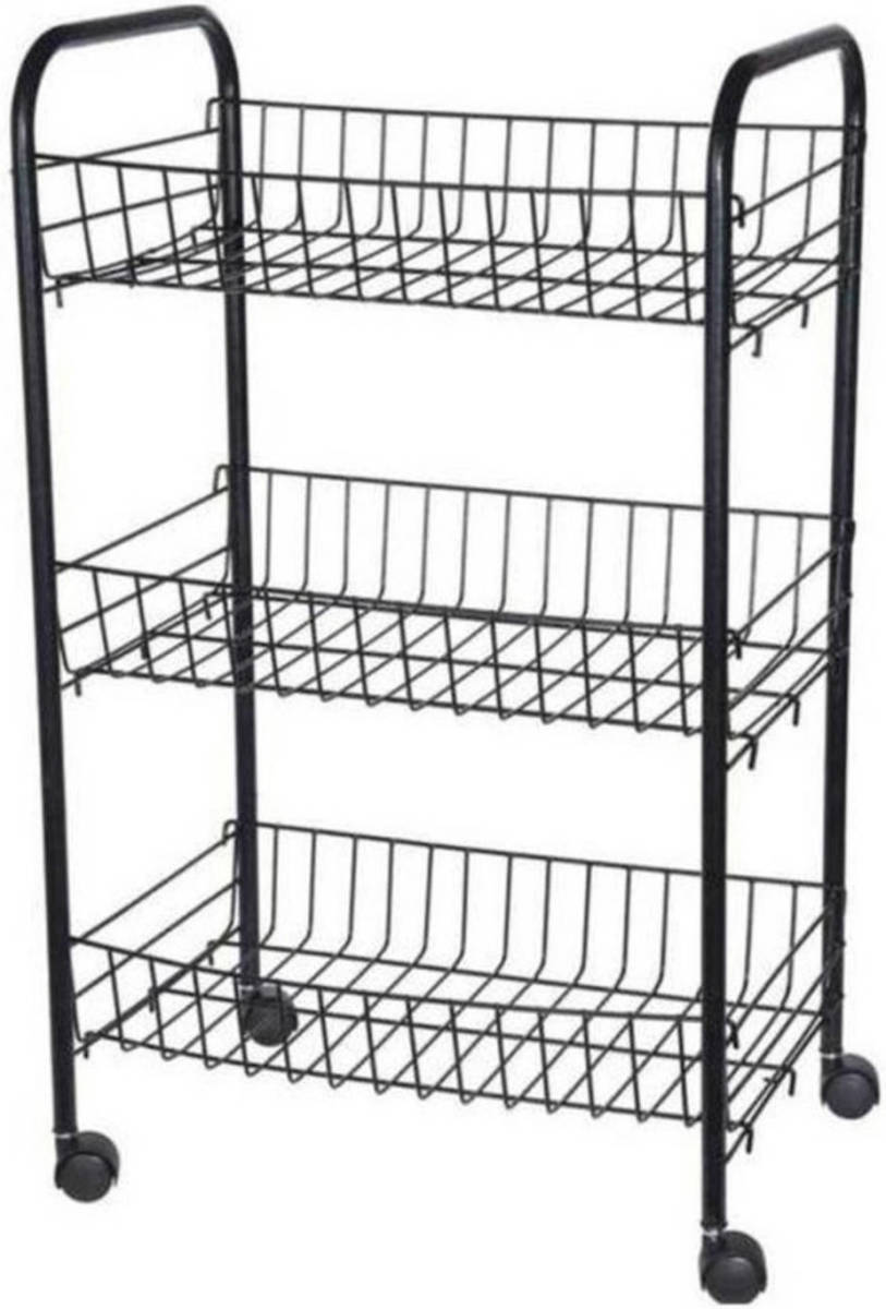Shoppartners Zwarte Keuken Trolley Met Manden 40 X 26 X 62 Cm - Opberg Trolley