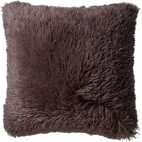 Dutch Decor Fluffy - Sierkussen Unikleur Driftwood 60x60 Cm - Taupe - Bruin