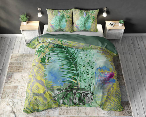 Sleeptime Dekbedovertrek Jungle - Fotoprint - Met Knoopsluiting, Incl. Kussenslopen - Multi - 2-persoons 200 X 220 Cm + 2 Slopen