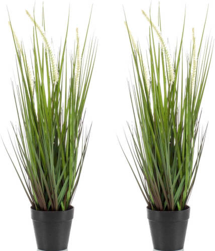 Emerald Set Van 2x Stuks Kunstplanten Groen Gras Sprieten 53 Cm. - Kunstplanten