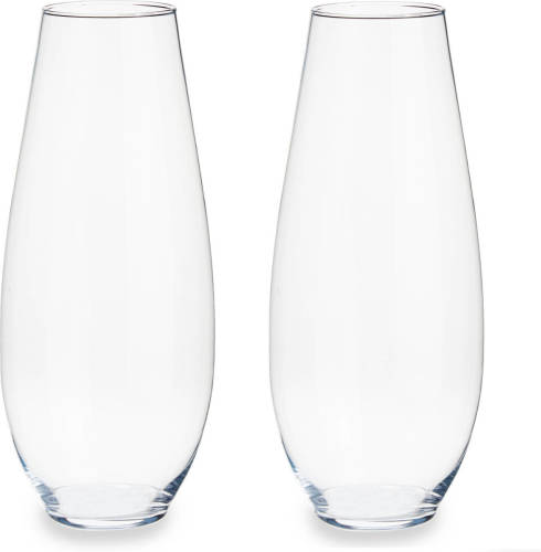 Shoppartners Set Van 2x Stuks Bloemenvazen Van Glas 17 X 39 Cm - Vazen