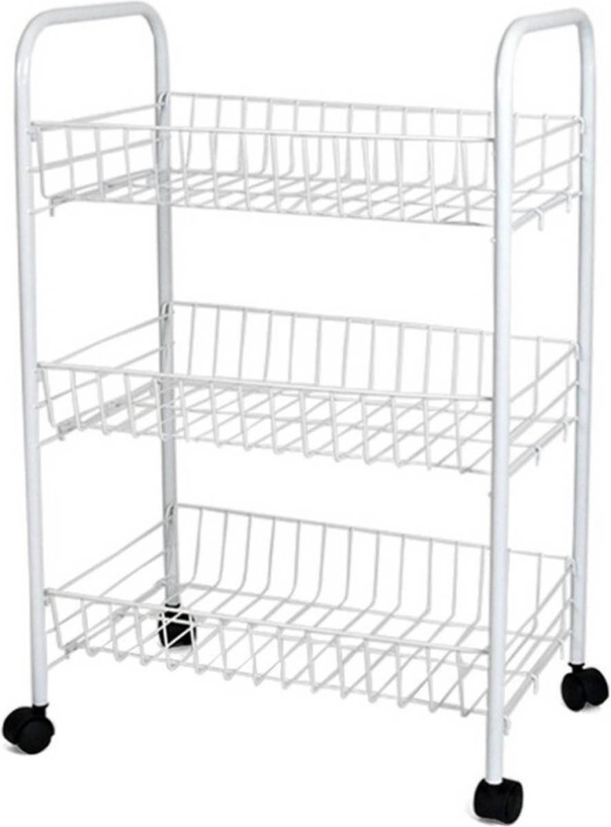 Shoppartners Witte Keuken Trolley Met Manden 40 X 26 X 62 Cm - Opberg Trolley