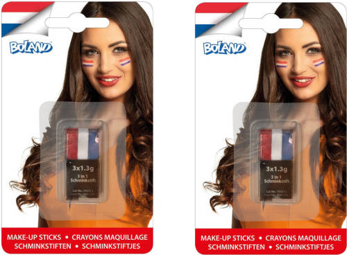 Shoppartners 2x Stuks Schminkstiften Holland Rood Wit Blauw - Schmink