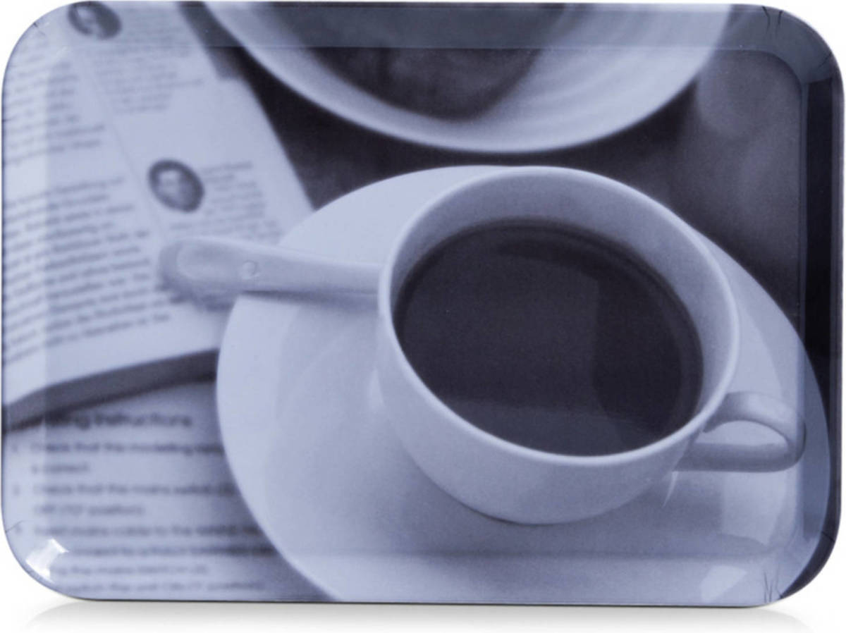 Shoppartners 1x Dienbladen Kunststof Met Koffieprint 30 X 22 Cm - Dienbladen