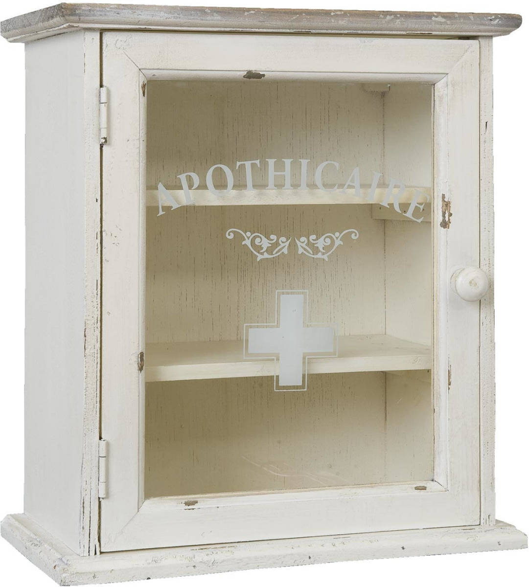 Clayre & Eef Witte Medicijnkastje 32*18*36 Cm Van Hout