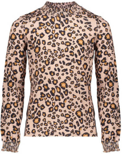 Geisha top met dierenprint zand/zwart
