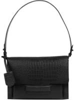Burkely leren schoudertas Casual Carly met crocoprint zwart