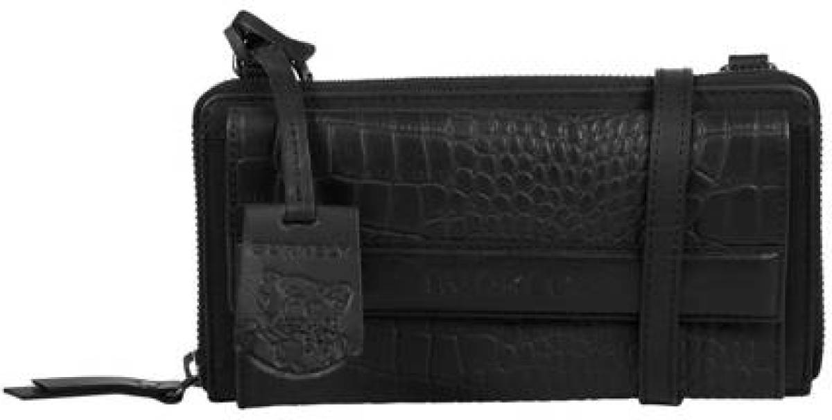 Burkely leren telefoontasje Casual Carly met crocoprint zwart