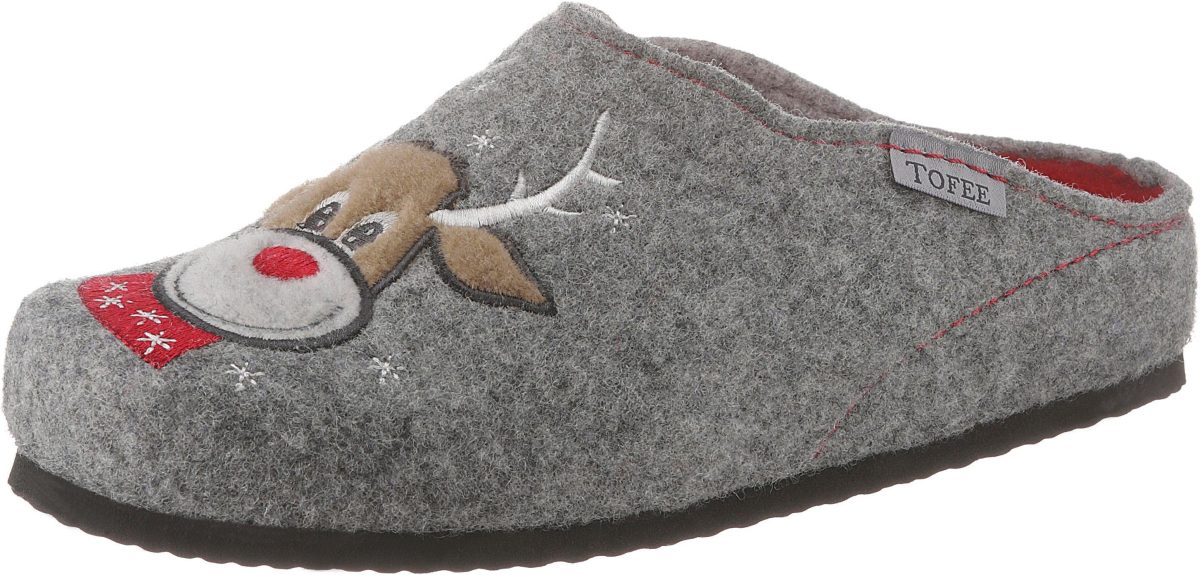 Tofee Pantoffels met winters elandmotief