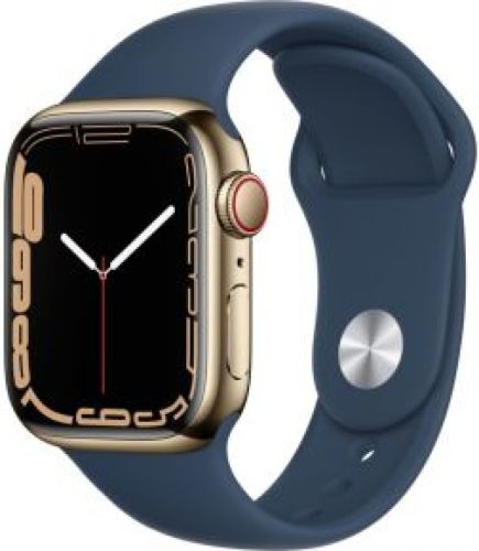 Apple Watch 7 GPS + Cell 41mm rvs goud. Sport abyssblauw