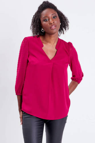 Cache Cache semi-transparante top met textuur rood