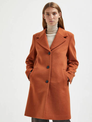 SELECTED FEMME gemêleerde coat winter bruin